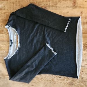 Itro charcoal gray distressed sweatshirt with rhinestone back detail